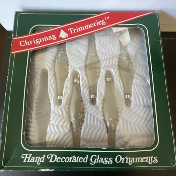 Vtg Bradford Christmas‎ Ornaments Frosted Glass Gold Icicle Tear Drop Lot 5 - Picture 3 of 4
